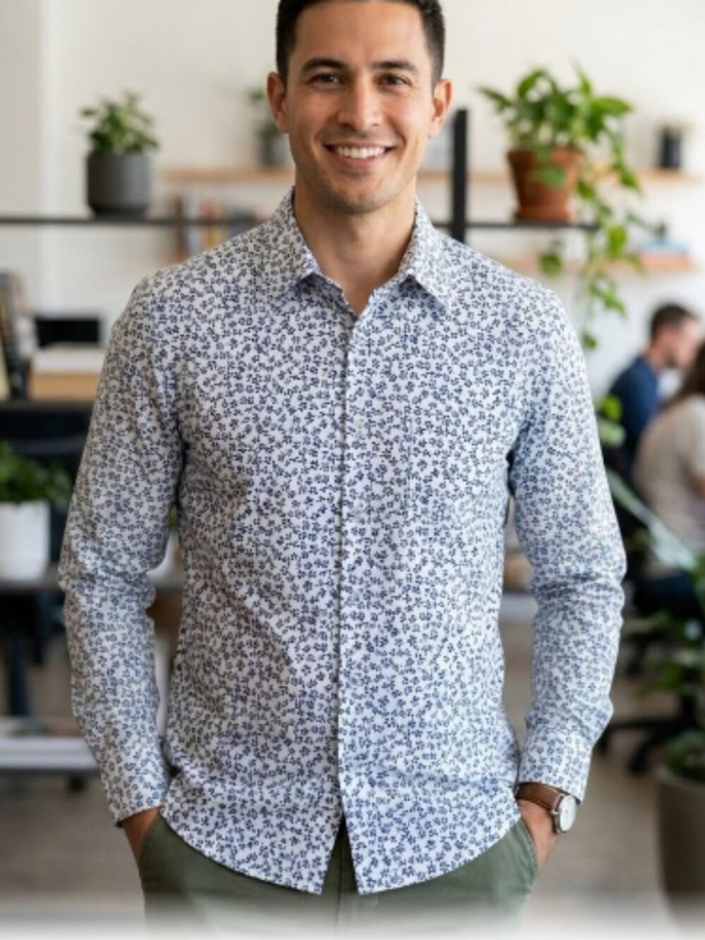 Banana Republic Mens Untucked Fit Dress Shirt Sz L NWT Print (42"chest)